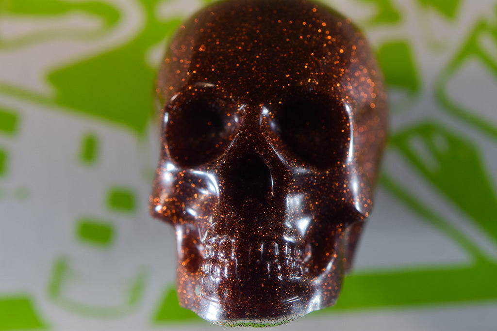 Lucky Penny, Copper Metal Flake 004 square in liquid plastic